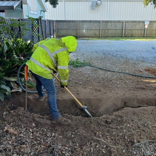 Fairhope, AL -  air excavation to find roots ahead of construction